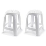 Plasticforte tabouret d'appoint - 2x - blanc - plastique - 37 x 37 x 46 cm - Enfants/Adultes