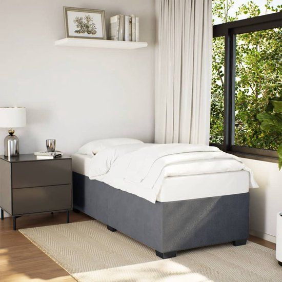 vidaXL Bedframe - zonder matras - 90x200 cm - fluweel - donkergrijs