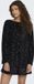 ONLY ONLANIKA SEQUINS LS BOW DRESS WVN CS Zwart Dames L