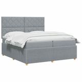 vidaXL Boxspringbed met matras, lichtgrijs, 200 x 200 cm, gestoffeerd