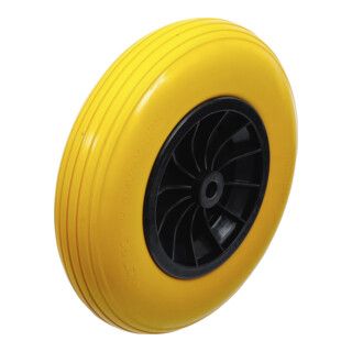 BGS Do it yourself kruiwagenwiel PU - geel/zwart - 400 mm - 1 stuk