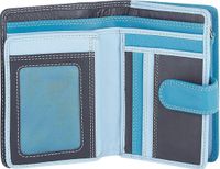 Visconti bags Visconti Dames Portemonnee - Leer - RFID - 10 pasjes - Rainbow Collectie - Blauw Multi