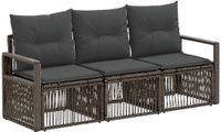 vidaXL Tuinbank - Set - 3 zitplekken - Grijs - Polyrattan