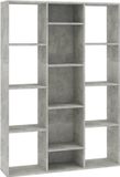 vidaXL Kamerscherm/Boekenkast - 100x24x140 cm - Bewerkt Hout - Betongrijs