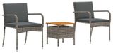 Syfax Tuin Bistro Set 3 st Grijs poly rattan