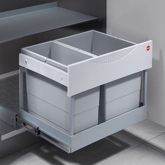 Hailo Space Saver Tandem Afvalemmer - 30 l - Grijs