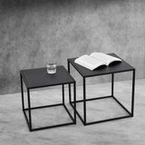 en.casa Bijzettafel set van 2 zwart metaal 40x40x40 - 35x35x35 cm