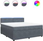 vidaXL Boxspringbed met matras, donkergrijs, 180x200 cm, fluweel