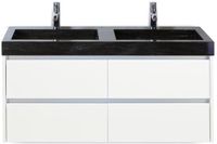 BES LED Dante Badmeubelset 120 cm - Wit Hoogglans - Wastafel Hardsteen Wit Lucca Dubbel