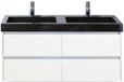 BES LED Dante Badmeubelset 120 cm - Wit Hoogglans - Wastafel Hardsteen Wit Lucca Dubbel