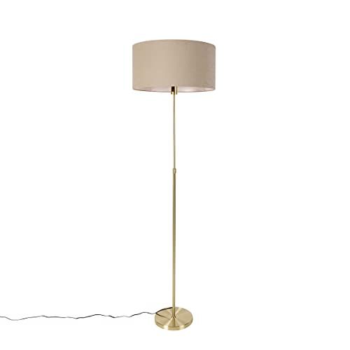 QAZQA Parte Stof - Design Vloerlamp - Goud - Lichtbruin - E27