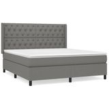 vidaXL Boxspringbed met matras, donkergrijs, stof, 160x200 cm