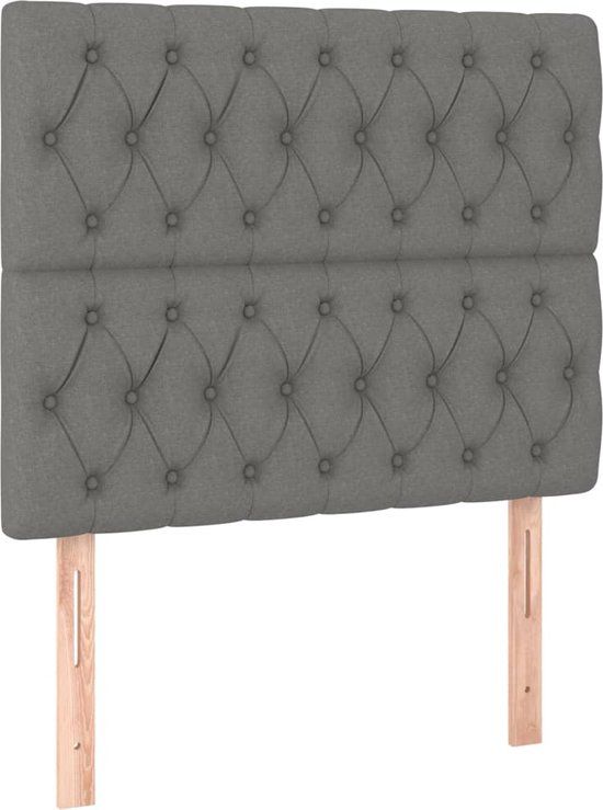 vidaXL Hoofdbord donkergrijs Stof 100x7x118/128 cm