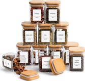 Senza Marchio Voorraadpotten vierkant [set van 6] 180 ml glazen voorraaddozen met bamboe deksels, etiketten en pen