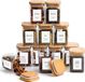 Senza Marchio Voorraadpotten vierkant [set van 6] 180 ml glazen voorraaddozen met bamboe deksels, etiketten en pen