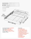 VEVOR Organisateur de placard extensible 500 x 535 mm (L x P) en acier au carbone pour ustensiles de cuisine, pots à épices, aliments et articles de nettoyage, surface chromée, étagère coulissante pour armoire basse.