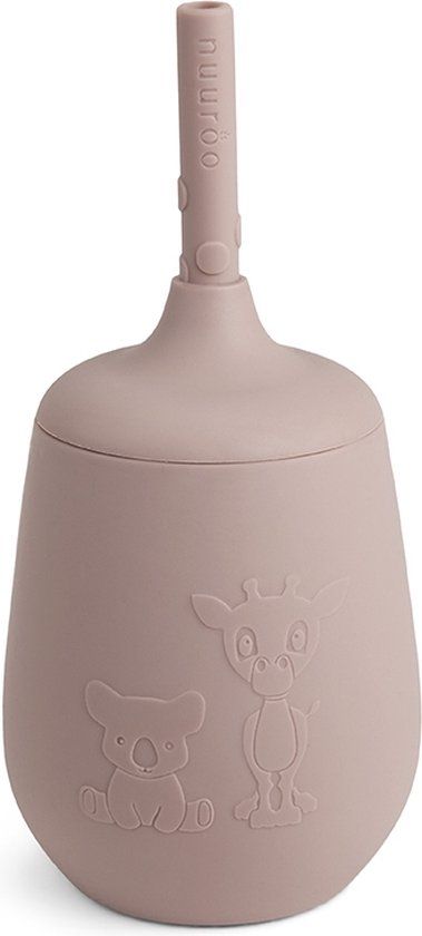 Nuuroo Adita Siliconen Drinkbeker Met Rietje - Woodrose - 230ml
