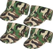 Boland Carnaval verkleed Soldaten hoedje - 4x - camouflage groen - volwassenen - Militairen/leger thema