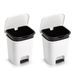 Panda Forte Plastics set van 2x stuks witte emmer met deksel en pedaal 7.5 liter - prullenbak