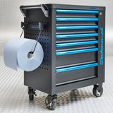 Datona® Gereedschapswagen 7 lades + papierrolhouder en 2 rollen werkplaatspapier - Zwart