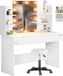 Casaria Make up Tafel Lucia - LED Kruk Lade 140x110x40cm - Wit