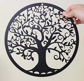 RESACO Levensboom muurkunst metalen boom leven muurdecoratie stamboom muur plaque 25 cm levensboom muur opknoping voor badkamer keuken woonkamer slaapkamer binnen buiten (zwart)