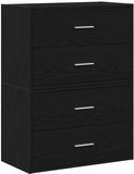vidaXL Kasten met 4 lades, 2 stuks, zwart, eikenlook, 60x31x40 cm