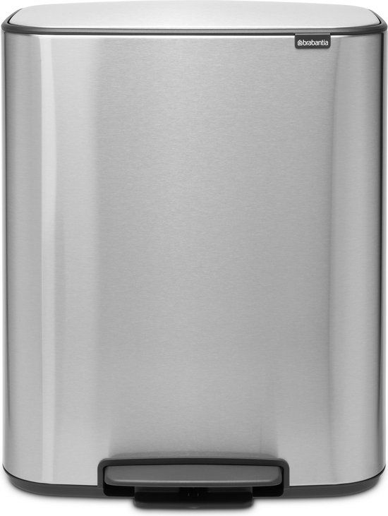 Brabantia Bo Pedal Bin - 60 Litre - Matt Steel Fingerprint Proof