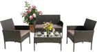 Merkloos Relaxdays Tuinset - 4 persoons - rotan look - zwart