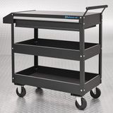 Datona® Werkplaats Trolley Verrijdbaar – Stalen Gereedschapswagen met Lade en Opbergvakken – Afmetingen 90x38x86 cm – Zwenkwielen met Rem – Zwart
