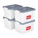 Cetomo 45L x 4 opbergdozen, plastic opbergdoos met deksels, organiserende container met handvat en veilige vergrendelende gespen, stapelbaar, nestbaar, draagtas voor thuiskantoor kleding, 45L-4Pack