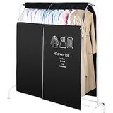 OTraki Kledinghoezen, lang, 120 x 150 cm, voor kleding, stofdicht, ademend, pakbeschermer met transparante venster, kledingrailhoes, 4 ft, voor jas, lange jurken, thuis, slaapkamer, zwart
