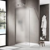 Fortifura Galeria Inloopdouche - 90x200cm - afgeronde glaswand - links - mat glas - wandarm - chroom SW1418374/SW797904
