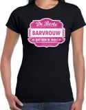 Bellatio Decorations Shoppartners Bv Cadeau t-shirt voor de beste barvrouw voor dames - zwart met roze - barvrouwen - kado shirt / kleding - moederdag / collega XL