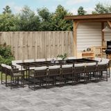 Prolenta Maison Exclusive Tuinset voor buiten, 17-delig, met kussens, bruin, van gevlochten polyraan
