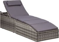 Fauteuil bain de soleil avec coussin poly rotin gris