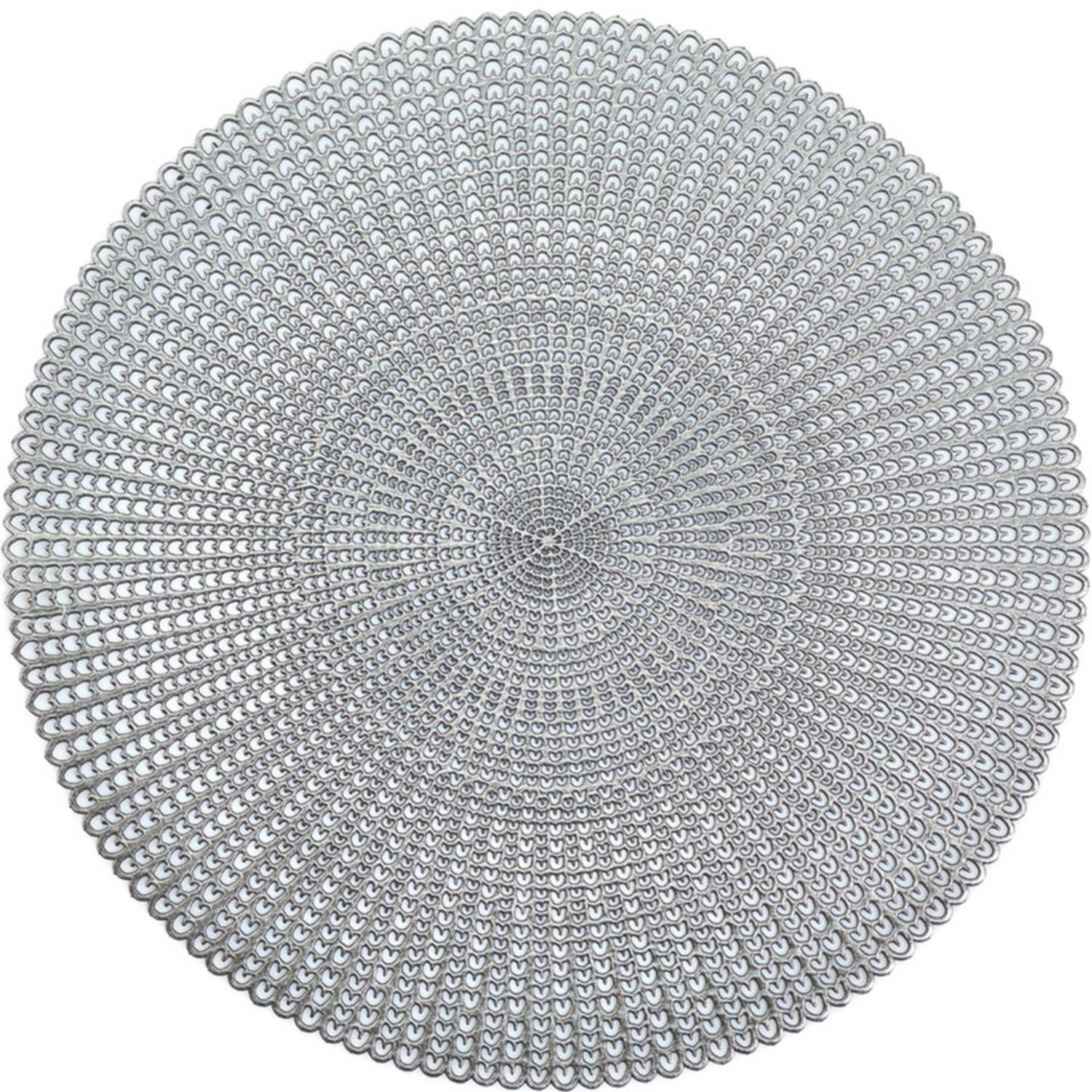 ZELLER Placemats - Ronde - Zilver - 41 cm - Kunststof