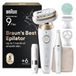 Braun Silk·épil 9 Flex SkinSpa Epilator Dames, All-in-One Set met 360° Flex Hoofd voor Eenvoudige Ontharing, Nat & Droog - Incl. FaceSpa Epilator en Mini Gezichtsscheerapparaat — 9-681 3D, Goud