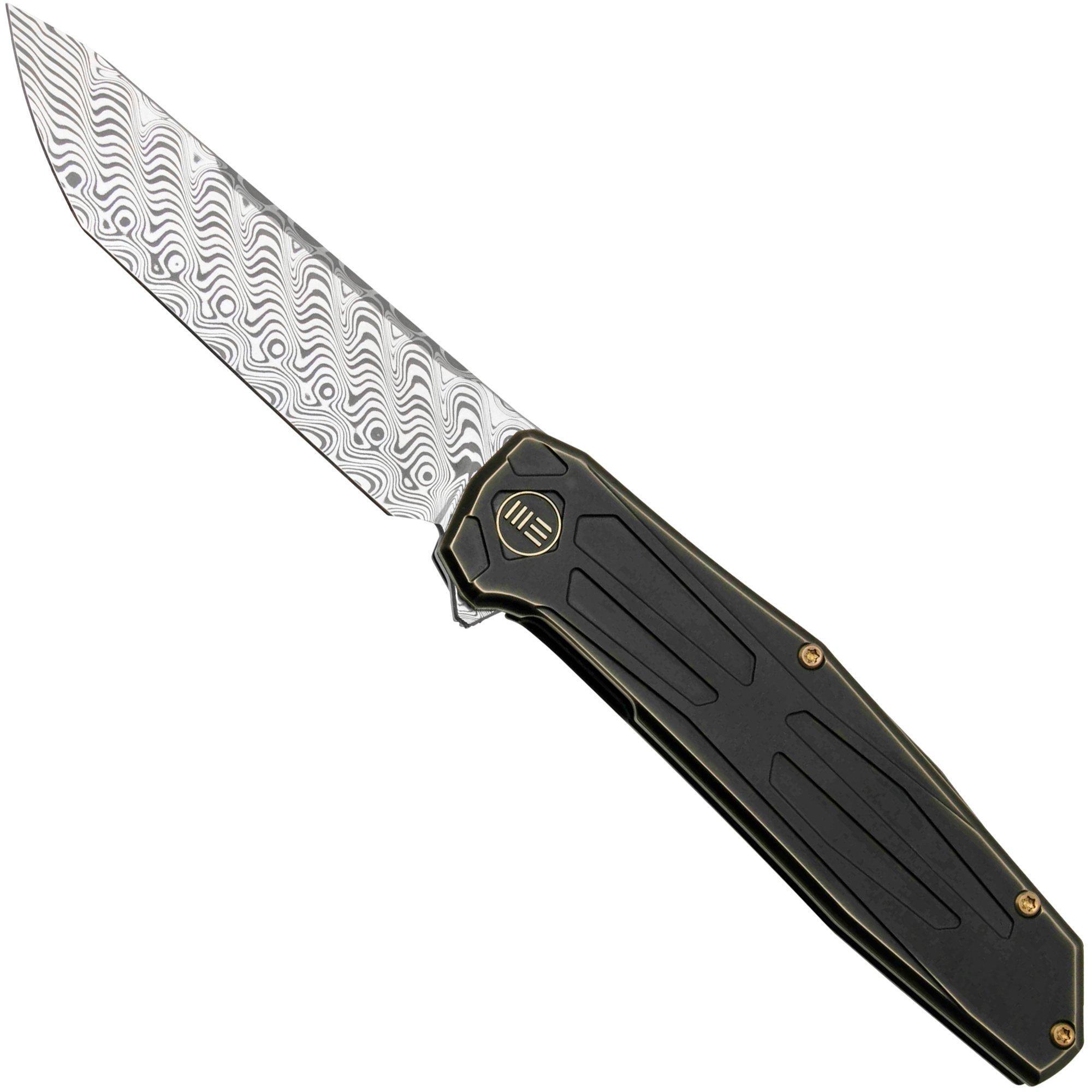 WE Knife Shadowfire WE22035 Bronze and Black Titanium, Hakkapella Damaststeel, zakmes Rafal Brzeski design