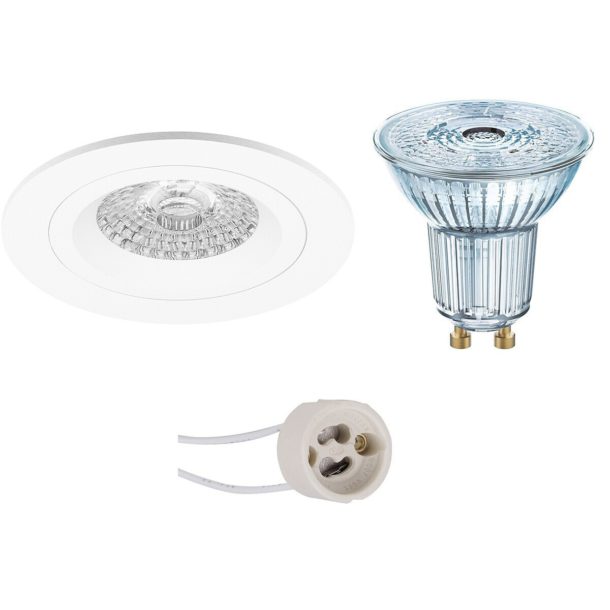 Osram - LED Spot Set - Parathom PAR16 927 36D - Pragmi Rodos Pro - GU10 Fitting - Dimbaar - Inbouw Rond - Mat Wit - 5.5W - Warm Wit 2700K - Ã˜93mm