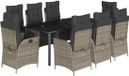 vidaXL 9-delige tuinset met kussens, polyrattan, grijs