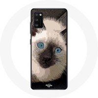 Maniacase Etui voor Samsung Galaxy S20 plus Zwart wit Siamese kat met blauwe ogen