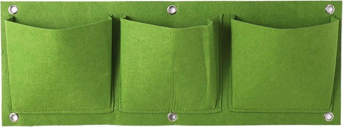 KJG Verticale Tuin - Hangende Plantenzak - 3 Vakken - 22 x 60 cm - Groen