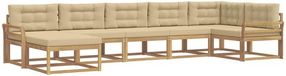 vidaXL - Ensemble de salon d'angle - 7 places - Blanc et Beige - Acacia Bois