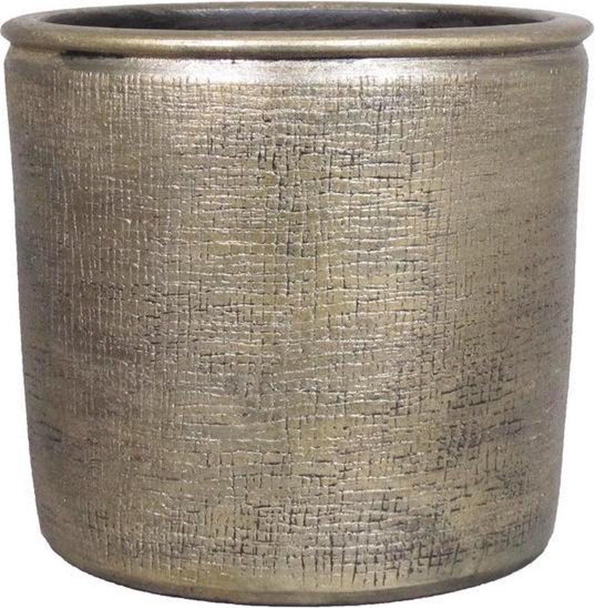 Floran Bloempot/plantenpot industrieel goud D24 cm - Keramiek