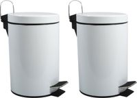 MSV Pedaalemmer - 2 stuks - Metaal - Wit - 3 liter - 17 x 25 cm