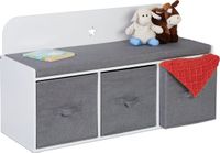 Merkloos Relaxdays Kinderbank met opbergruimte - 54 x 99 x 35 cm - wit/grijs