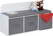 Merkloos Relaxdays Kinderbank met opbergruimte - 54 x 99 x 35 cm - wit/grijs
