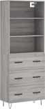 vidaXL Hoge kast 69,5x34x180 cm bewerkt hout grijs sonoma eikenkleurig
