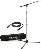 Audibax Ayra MS-10 Plus – houder voor vloermicrofoon, professioneel, verstelbaar, inclusief draagtas en XLR-kabel 3 m – microfoonstandaard met statiefvoet